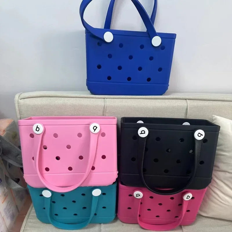 Waterproof Summer Storage Basket Mini Kid Beach Bogg Bag Women Shopping Bag Picnic Rubber Jelly Tote Bogg Bag Kid Purses