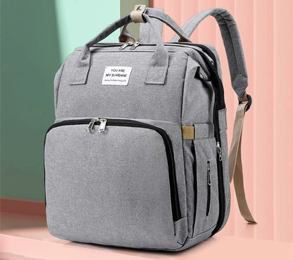 New Folding Mommy Bag Lightweight Portable Folding Crib Bed Large-capacity Baby Backpack Mommy Baby Diapers Bags Outting Bag