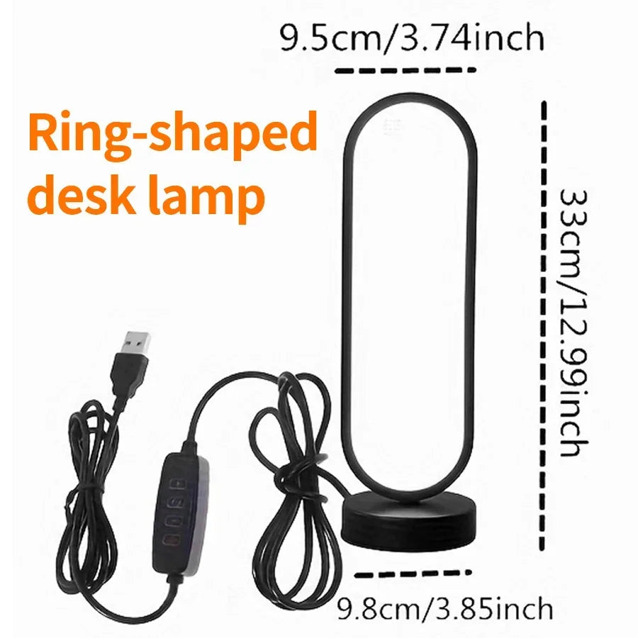 Slaapkamer Ringlamp Woonkamer Driekleurig Dimbare Bedlampje Led Nachtlampje Ambient Light Desk Nightstand Table Accessories