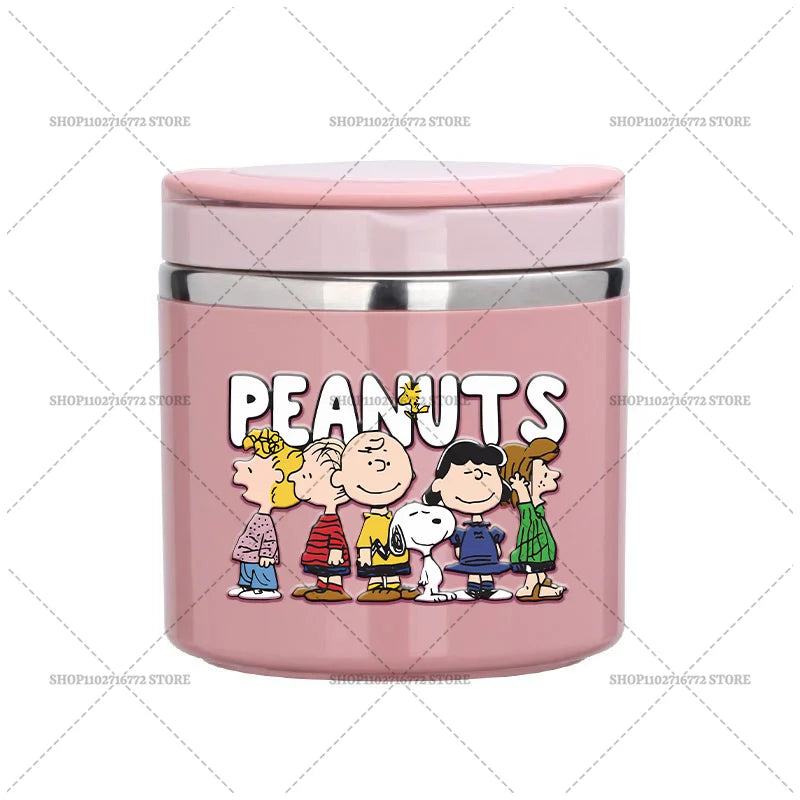 630ml Snoopys Food Thermal Jar Insulated Soup Cup Stainless Steel Vacuum Lunch Box with Handle Portable Sealed Bento Boxes Gift