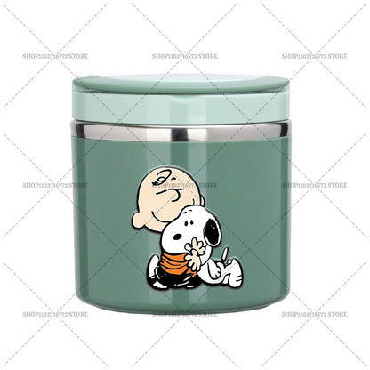 630ml Snoopys Food Thermal Jar Insulated Soup Cup Stainless Steel Vacuum Lunch Box with Handle Portable Sealed Bento Boxes Gift