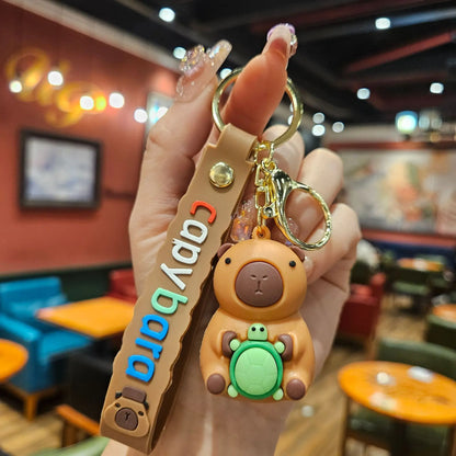 Cute Finless Porpoise Pendant Kapibara Leather Rope Keychain
