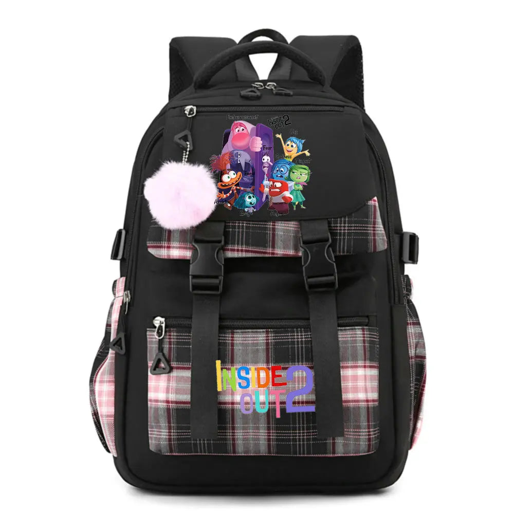 Inside Out 2 Girls Anime Cute Backpack Boy Cartoon Printed Schoolbag Children Large Capacity Book Bag Kids Shoulders Bag