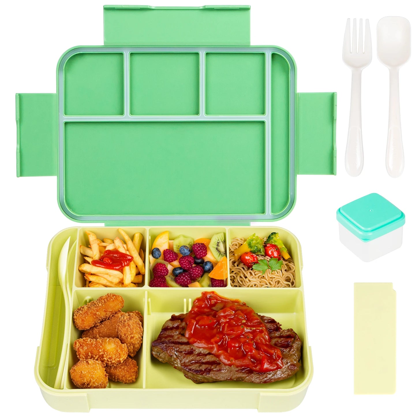 1330ML Lunch Box Adult Bento Boxes Food Containers with 6 Compartment and Tableware For Snack Work School Microwave Oven Heating