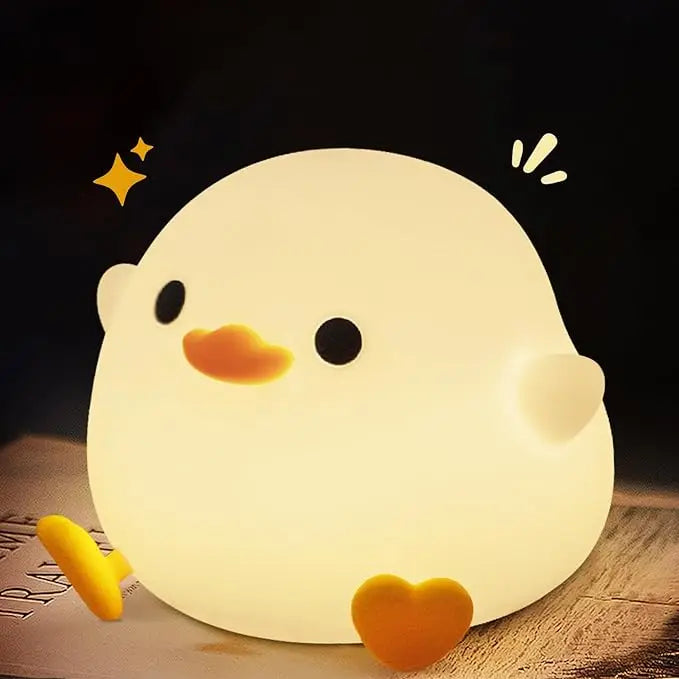 Cute Duck Night Light Ferry Duck Light LED Silicone Dimmable Night Light with Touch Sensing Room Dormitory Decoration