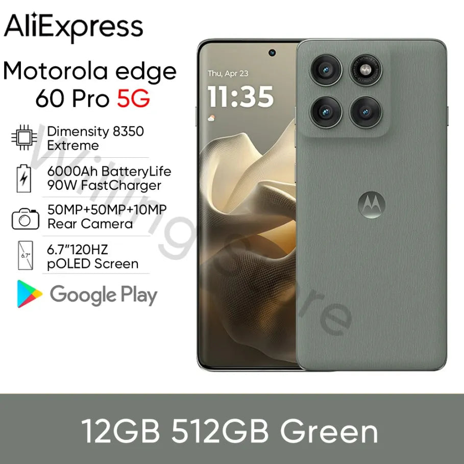 Original Motorola Moto Edge 60 Pro 5G AI Smart Phone 6.7'' 120Hz pOLED Screen 6000mAh Battery 90W SuperCharge 50MP Main Camera
