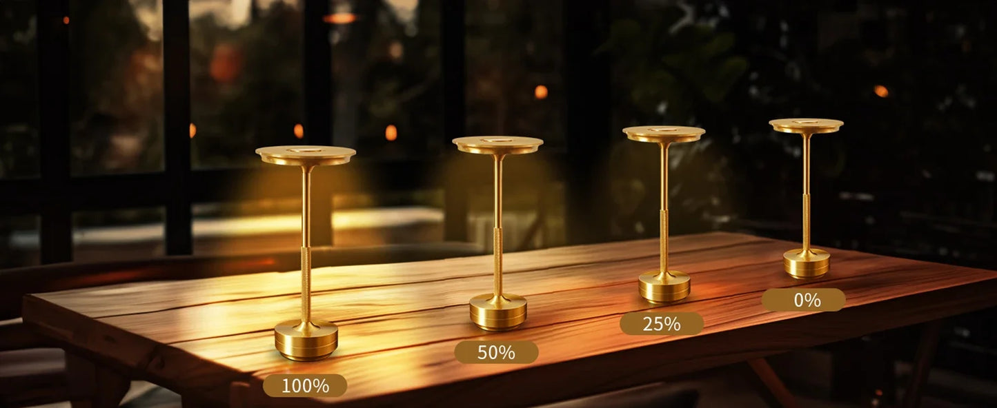 Aluminum Alloy Simple Decorative Lamp LED Night Light Infinitely Dimmable Atmosphere Retro Portable Rechargeable Touch Desk Lamp
