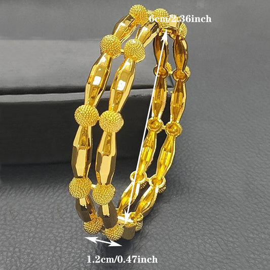 1Pcs Ethiopian Bridal Gold Color Hollow Luxury Bangles Indian Wedding Jewellery Dubai Engagement Hand Jewelry Gifts 24k New