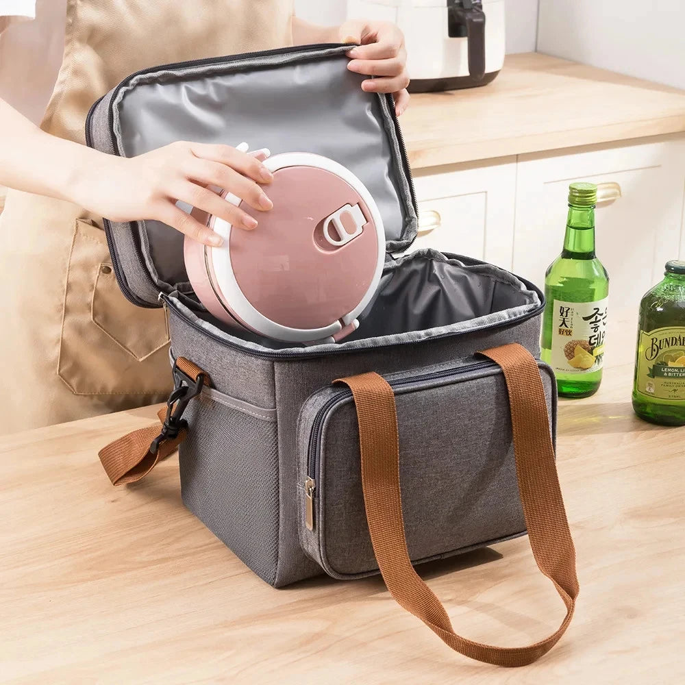 Picnic Cooler Bags Thermal Lunch Box Bag Double Layer Outdoor Camping Food Drink Ice Insulated Case Travel Storage Bags