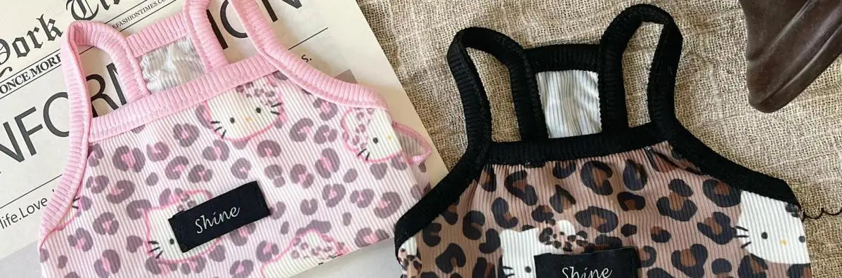 Spring Summer 2025 New Pet Clothes Spice Girls Wind Suspenders Leopard-Print Kitty Ice Silk And Cool Fabrics Cats Dogs Wear Them