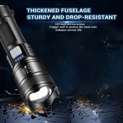 Powerful P70 Led Flashlights 5000LM Ultra Bright Tactical Light Emergency Spotlights Telescopic Zoom Light Built-in Battery