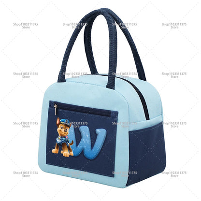 Cute PAW Patrol Thermal Bag Food Storage Container Letter A-Z Student Lunchbox Cartoon Fashion Handbags Bento Durable Bags Gifts
