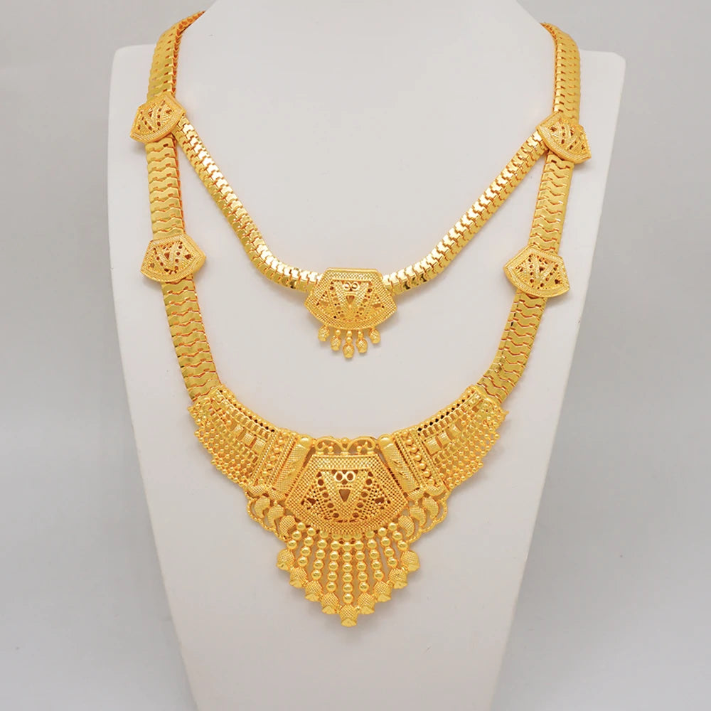 2023 Fine Jewelry Sets For Women Dubai Bridal Wedding Gifts Necklace Bracelet Earrings Ring Jewellery Set African Bead jewelry