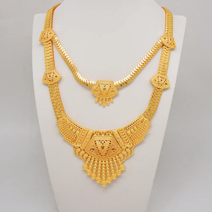 2023 Fine Jewelry Sets For Women Dubai Bridal Wedding Gifts Necklace Bracelet Earrings Ring Jewellery Set African Bead jewelry