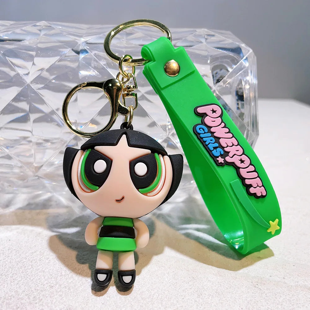 malefic keychain Powerpuff Girls Creative Keychain for Women Men Fans Cartoon Cute Silicone Doll Pendant Keyring Gifts Keys Hold