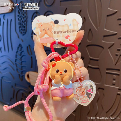 Cartoon Butter Bear Keychain Pendant Cute Fashion Doll Creative Car Keychain Ring Luggage Accessories Gift for Children