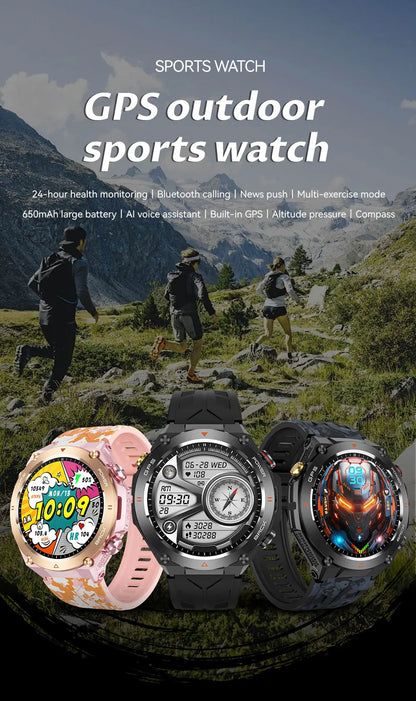 2025 New For Xiaomi GPS Sports Smart Watch Men Waterproof Fitness Trackr Bluetooth call 650Mah Battery Smartwatch Woman Bracelet