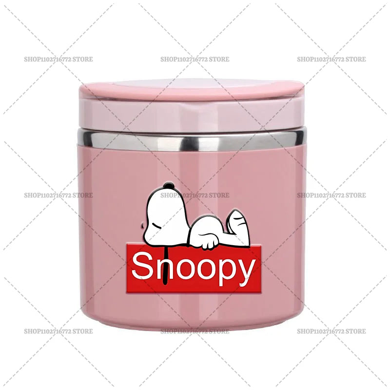 630ml Snoopys Food Thermal Jar Insulated Soup Cup Stainless Steel Vacuum Lunch Box with Handle Portable Sealed Bento Boxes Gift