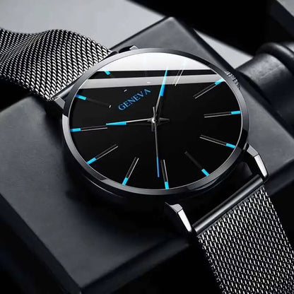 Fashion Ultra Thin Men’s Business Watches Simple Mesh Band Quartz Wristwatch Casual Man Watch Reloj Hombre