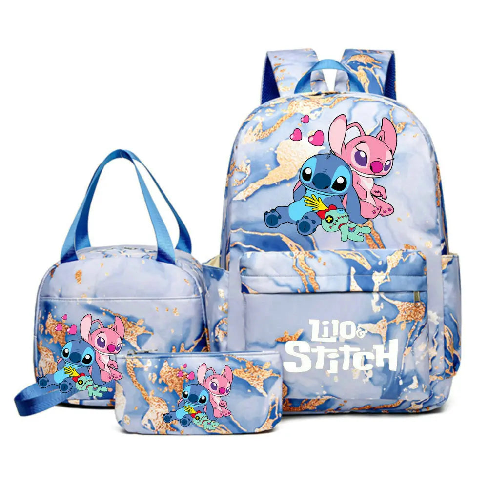 3Pcs/set Lilo Stitch Backpack for Girl Boy Student Teenager Children Rucksack Kids Birthday Gift Women Casual School Bag