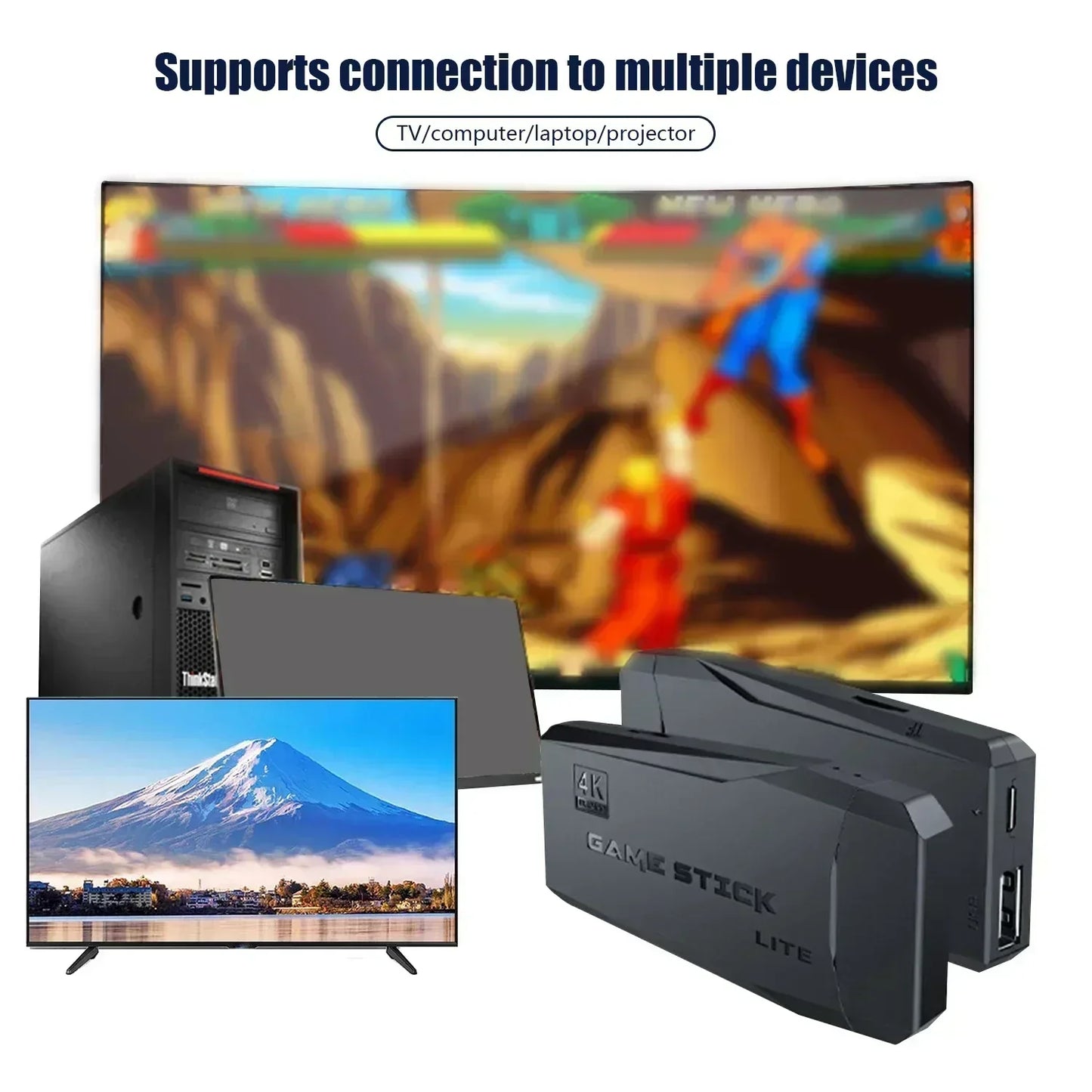 4K HD Video Game Console 2.4G Double Wireless Controller For PS1/FC/GBA Retro TV Dendy Game Console 10000 Games Stick Dropship