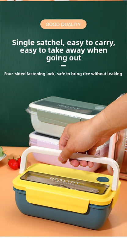 Plastic Compartments For Students And Office Workers, Large Capacity Bento Box With Lid, Sealed Insulated Lunch Container