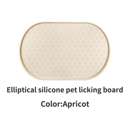 6-color available pet meal MATS, dog eating MATS, pet dog feeding MATS, silicone material, oval shape, easy to clean