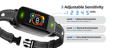 Automatic Anti Bark Collar Dog Training Bark Stopper with 5 Adjustable Sensitivity Beep Vibration Shock Collar IP67 Waterproof