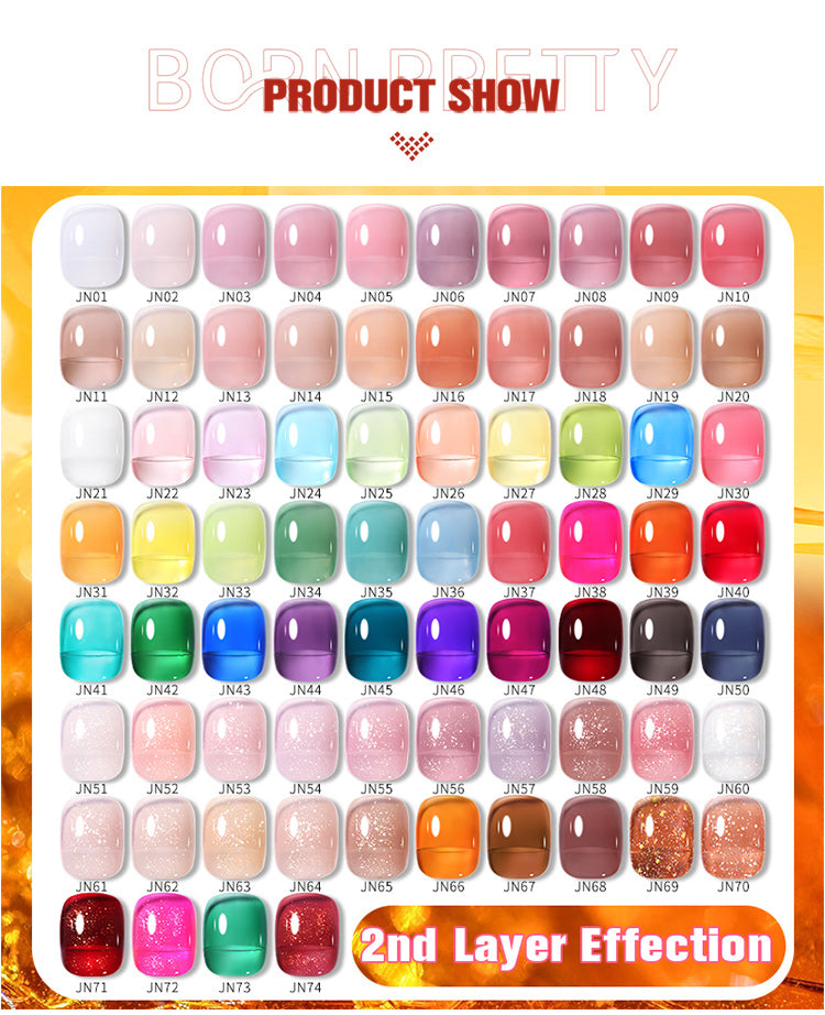 BORN PRETTY 10ml Wine Red Glitter Jelly Nude Gel Nail Polish Soak Off Translucent Color UV Light Cure for Nail Art DIY at Home