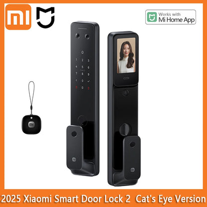 2025 Xiaomi Smart Door Lock 2 Cat Eye Visual Screen Fingerprint Bluetooth NFC Unlock For MiHome Push-pull Lock With Camera