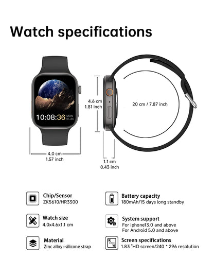 2025 Smart Watch 1.83" HD Screen Bluetooth Call Heart Rate Monitoring 120+ Sports Modes Waterproof for Men Woman Smartwatch Gift