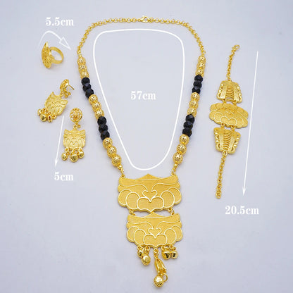 2023 Fine Jewelry Sets For Women Dubai Bridal Wedding Gifts Necklace Bracelet Earrings Ring Jewellery Set African Bead jewelry