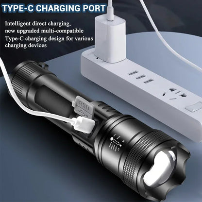 Powerful P70 Led Flashlights 5000LM Ultra Bright Tactical Light Emergency Spotlights Telescopic Zoom Light Built-in Battery