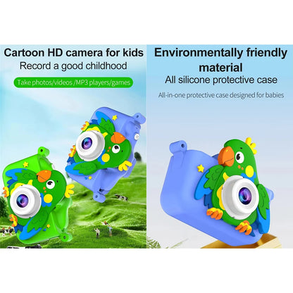 Kids Toys Camera HD 2.0 Inch Screen Cartoon Parrot Case 32GB Card Video Photo Child Birthday Festival Gifts Digital Camera Toys