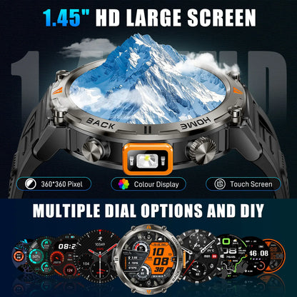 EIGIIS KE3 Smart Watch 3ATM Waterproof Original Design For Men Bluetooth Call Health Monitor With Flashlight 100+ Sports Modes