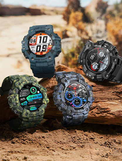 New Military Sports Smart Watch Men 100+ Sports Outdoor Fitness Compass Heart rate BT Call Waterproof Smartwatch For iOS Android