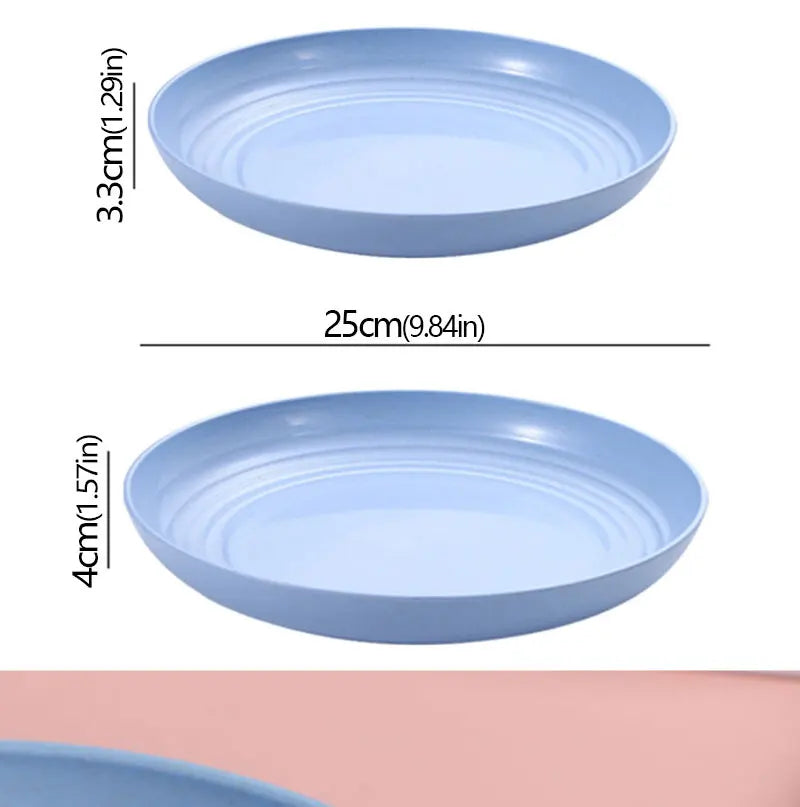 Wheat Straw Solid Color Round Plates Salad Dessert Dinner Reusable Microwave Safe Anti Fall And Shatter Plates Fruit Plate