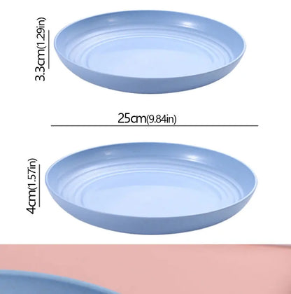 Wheat Straw Solid Color Round Plates Salad Dessert Dinner Reusable Microwave Safe Anti Fall And Shatter Plates Fruit Plate