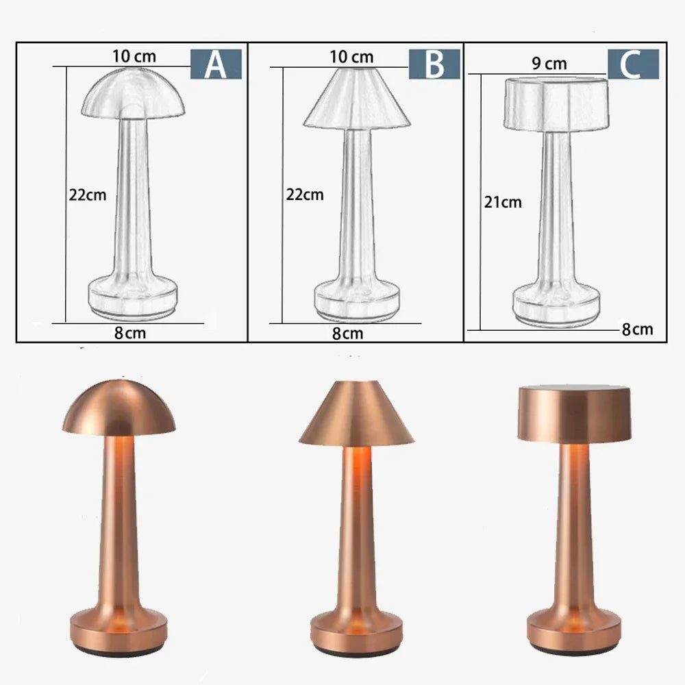Retro Table Lamp Metal Touch Decor for Bar Coffee Restaurant Decoration Light Desk LED Rechargeable Night Light Bedroom Decor