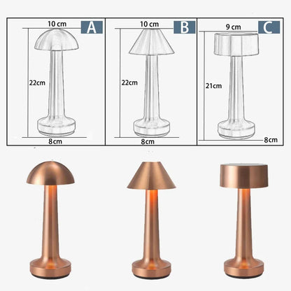 Retro Table Lamp Metal Touch Decor for Bar Coffee Restaurant Decoration Light Desk LED Rechargeable Night Light Bedroom Decor