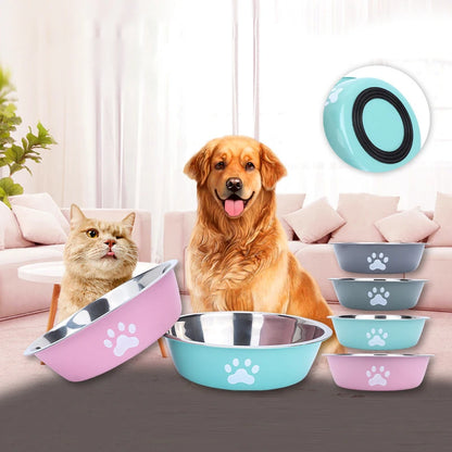 Dog bowl new pet bowl large capacity dog food bowl stainless steel anti-overturning household dog bowl pet supplies
