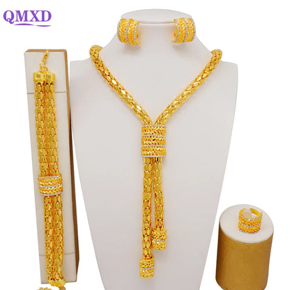 2023 Fine Jewelry Sets For Women Dubai Bridal Wedding Gifts Necklace Bracelet Earrings Ring Jewellery Set African Bead jewelry