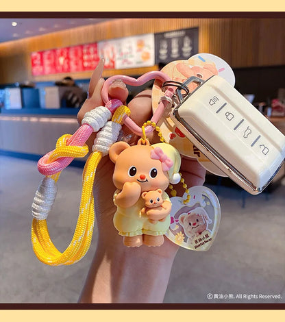 Cartoon Butter Bear Keychain Pendant Cute Fashion Doll Creative Car Keychain Ring Luggage Accessories Gift for Children