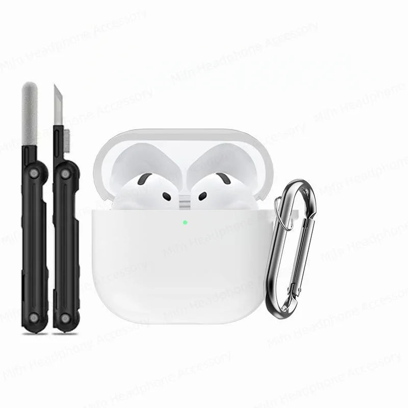 Cover for AirPods 4 Case 2024 3D Silicone Wireless Bluetooth Headphone Soft Protective Case for AirPods 4th Gen with Cleaner Kit