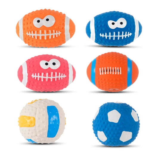 Pet Toys Olive Ball Squeaky Latex Dog Toy Ball S-L Soft Durable Interaction Smiling Face Rugby Dog Chewing Training Supplies