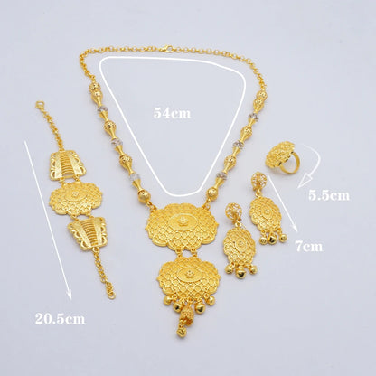 2023 Fine Jewelry Sets For Women Dubai Bridal Wedding Gifts Necklace Bracelet Earrings Ring Jewellery Set African Bead jewelry