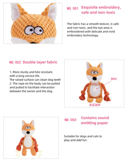 Cute Pet Push Toy Dog Self Relieving Vocalizing Elephant Fox Cat Teeth Grinding and Bite Resistant Interactive Cleaning Chew Toy