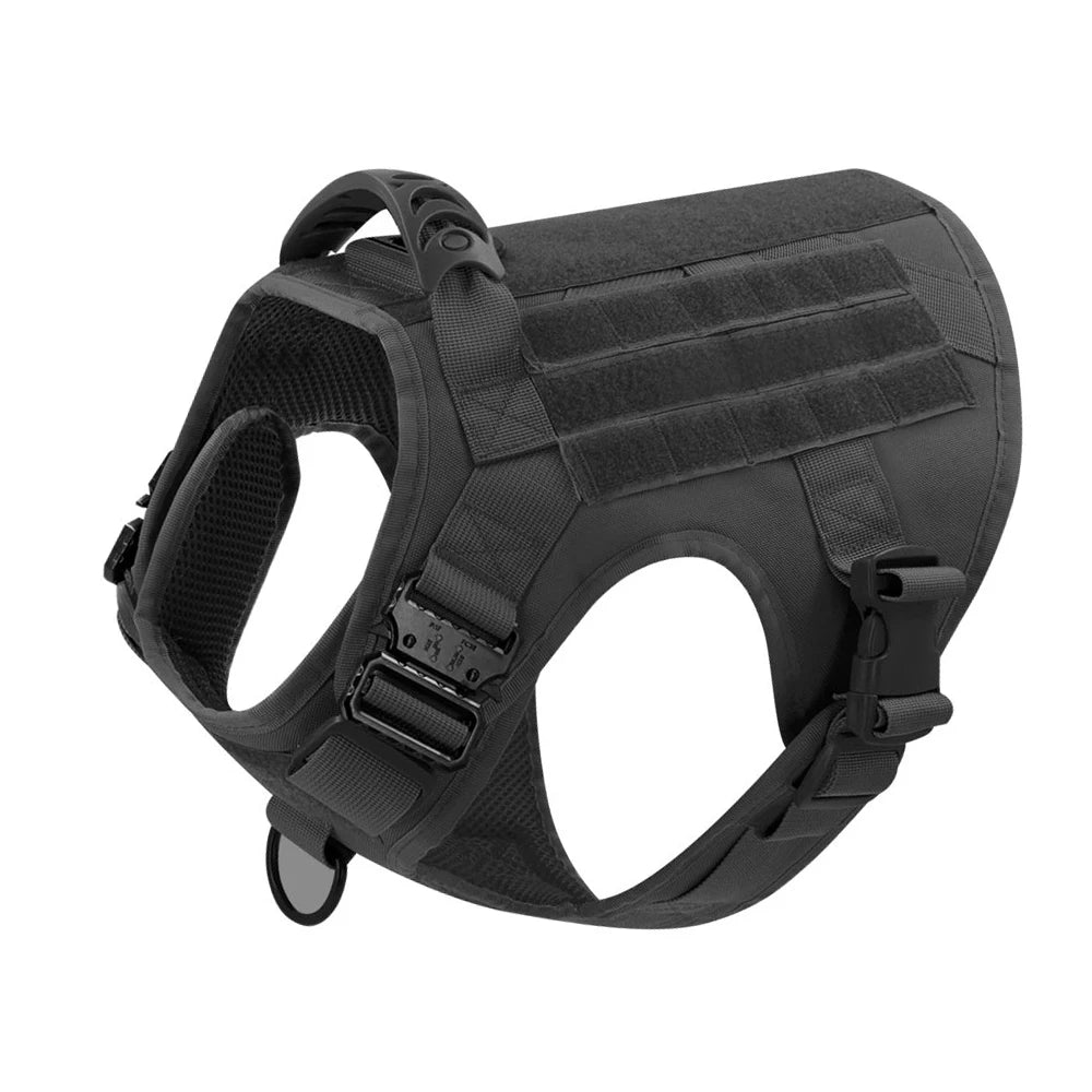 Large Dog Collar Military Dog Harness Leash Molle Pouches Pet Training Vest Tactical German Shepherd Harnesses Dogs Accessories
