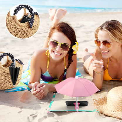 Creative Mini Umbrella Phone Stand, Universal Waterproof Holder for Smartphones, Portable Outdoor Rain & Sun Accessory