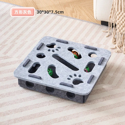 Pet Cat Puzzle Maze Holes Toys Felt Box With Bell Ball Kitten Playing Toys Interactive Funny Combination Set Cat Supplies